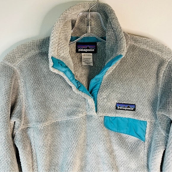 Patagonia ReTool Grey and Teal Snap Up Fleece - Picture 2 of 8